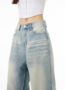 Loose Straight High Waist Breathable Eco-Friendly <b>Denim</b> Jeans Female Ruffian Fried Street Trend High Street Couple Vintage - Product Image 5