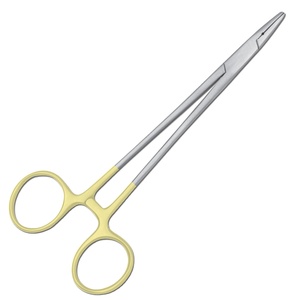 Porte-aiguilles en bois Crile, mâchoires dentelées en carbure de tungstène, instrument chirurgical certifié CE Classe I, utilisation manuelle - Product Image 4
