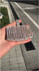 Colgante de Letra con Moissanita Brillante, Plata de Ley 925, Letra Inicial con Incrustaciones de Moissanita, Estilo Hiphop, Personalizado - Product Image 2