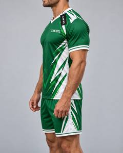 ชุดเสื้อฟุตบอลชาย CLAW INTL สีเขียวขาว คอวี แขนสั้น พิมพ์ลายแบบ Sublimation ผ้าโพลีเอสเตอร์ - Product Image 5
