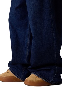 Pantalon baggy en jean délavé bleu foncé pour homme, coupe large, 100 % coton, taille mi-haute, style vintage décontracté, streetwear tendance - Product Image 4