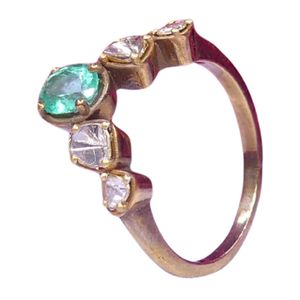 Anillos Antiguos Unisex de Plata de Ley 925 Chapados en Oro con Esmeralda Polki, MOQ Bajo - Product Image 1