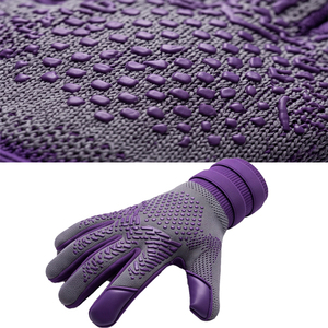 OEM Custom Two-Tone Goalkeeper <b>Gloves</b> 4mm German Contact Latex Ultra Light Knit Backhand Micro Dot Silicone Punching Elements - Product Image 4