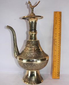 Vintage Brass Designer Surahi Jug with Handcrafted Engraved Work Traditional Indian Water Pitcher Vase Decorative <b>Antique</b> - Product Image 2