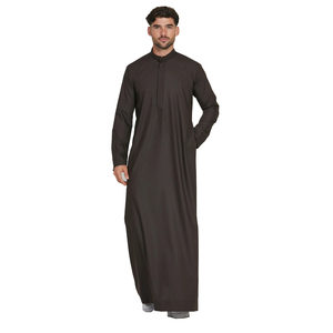 Customized Muslim Pakistan <b>Men's</b> Jubba Anti-Static Polyester Fabric Embroidery V Neck Long Sleeve Loose Fit Jubba Kurta <b>Thobe</b> - Product Image 1