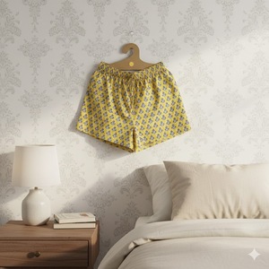 กางเกงขาสั้นลำลองผ้าฝ้ายเนื้อนุ่มลายดอกไม้สไตล์โบฮีเมียนสำหรับผู้หญิง เอวยางยืด ระบายอากาศได้ดี เป็นมิตรกับสิ่งแวดล้อม เหมาะสำหรับใส่ในบ้านช่วงฤดูร้อน - Product Image 3