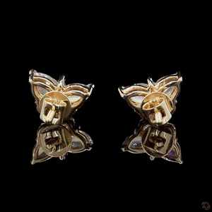 Pendientes de oro de 10K con diamantes sintéticos de corte mariposa para mujer, modernos, chapados en plata, para aniversario, boda, joyería fina, regalo - Product Image 4