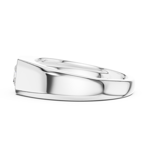 Bague signet solitaire en or blanc 18 carats avec diamant de laboratoire taille princesse, plaqué rhodium, design classique pour homme - Product Image 3