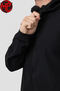Black <b>Men</b> <b>Summer</b> Eco-friendly Sporty Print Windbreaker Shorts Set Lightweight Zip-Up <b>Jacket</b> Two-Piece Activewear Outfit Front - Product Image 2