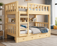 Lit superposé en bois massif pour enfants, lit double en bois avec barrières de sécurité pour enfants, étudiants, dortoir scolaire, chambre à coucher