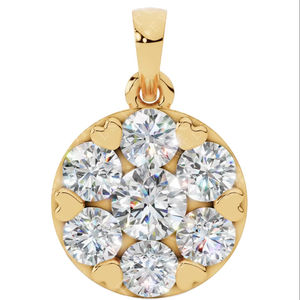 จี้รูปหัวใจประดับเพชรทรงกลมเจียระไนแบบบริลเลียนท์  ฝังแบบคลัสเตอร์ เพชรเลี้ยงในห้องปฏิบัติการ ทอง 14K สีทอง ไม่มีสี ความสะอาดระดับ VVS สร้อยคอโรแมนติกแบบโซลิแทร์ - Product Image 1