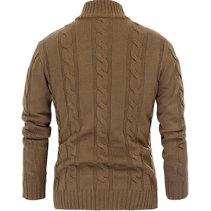 Cardigan décontracté en maille acrylique de haute qualité pour homme, col montant, manches longues, patchwork, bouton unique - Product Image 2