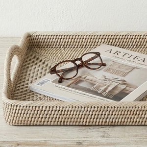 Minimalist Rattan Serving Tray Handmade Rectangle Storage Basket Tray for Modern Home and Kitchen Decor Wholesale Vietnam - Product Image 6