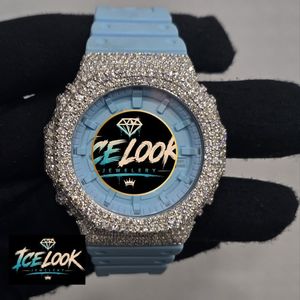 Reloj de Cuarzo Azul Brillante con Bisel de Diamantes, Correa de Silicona, Reloj de Pulsera Analógico, Joyería de Moda para Mujer - Product Image 1