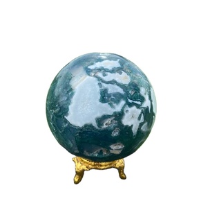 Wholesale Polished Natural Druzy Moss Agate Quartz <b>Sphere</b> Fairy Feng Shui Style Semi-Precious Stone Craft Gemstone Competitive - Product Image 1