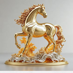 Figurine de cheval en laiton doré sur pièces et lingots porte-bonheur, disponible à prix de gros. - Product Image 3