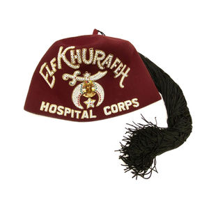 Chapeau d'officier maçonnique avec broderie de strass en fils métalliques, chapeau fez Shriner 100% laine avec pompon, taille personnalisée pour les occasions décontractées - Product Image 1