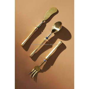 Ensemble de couverts de luxe en or et argent, 3 pièces (couteau, cuillère et fourchette), pour décoration de mariage et utilisation sur table. - Product Image 1