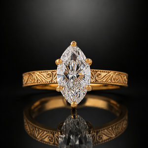 Anillo de Compromiso Solitario de Oro Sólido de 14k con Diamante Cultivado en Laboratorio de Corte Marquesa Vintage de 2.5 Quilates, Color E, VS1, Certificado IGI, para Ella - Product Image 1