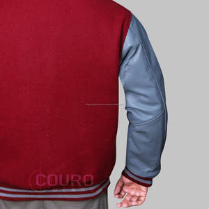 Veste universitaire en denim de laine de haute qualité pour hommes, personnalisable, style baseball, col montant, réversible, respirante, manches en cuir - Product Image 3