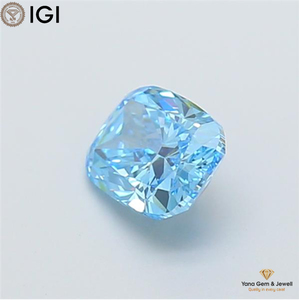 Diamant de laboratoire CVD de couleur bleu vif fantaisie, clarté VVS2, 1,00 carat, forme coussin, avec certificat IGI, pour cadeau de bague de luxe - Product Image 3