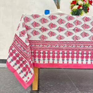 Block Print Floral Cotton Tablecloth Vintage Party Tablecloth Kitchen and <b>Dining</b> Decor <b>Table</b> <b>Cover</b> - Product Image 1