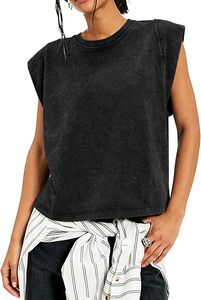 T-shirts pour femmes en coton 100% respirant, à col rond, à manches courtes, coupe ample, tricotés, couleur unie, décontractés, printemps-été, gris - Product Image 3