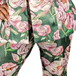 <b>Women</b> Green Floral <b>Suit</b> Elegant Printed Blazer and <b>Pants</b> Two Piece Set Tailored Business Casual Office Formal Party Fashion - Product Image 5