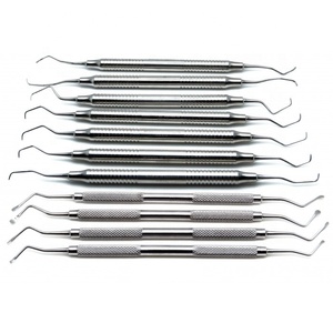 Juego de 11 Curetas Dentales Manuales (7 Gracey Periodontales y 3 Instrumentos Plateados) de Acero Inoxidable Reutilizables y Ligeros - Product Image 1