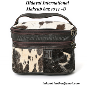 Pochette de maquillage en cuir de vachette de luxe avec poche personnalisée - Product Image 4