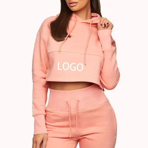 Sweat-shirt à manches longues en coton pour femmes, personnalisable avec logo, coupe courte, vente en gros - Product Image 1