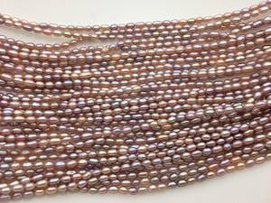 Perles de riz ovales d'eau douce violettes 3-6mm en vrac pour la fabrication de bijoux, qualité supérieure, brillance intense, vente en gros - Product Image 6