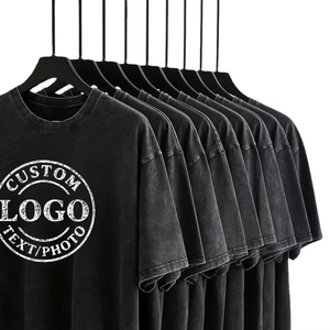 Custom Printed Chest Logo Personalized Front Silk Screen Printed Turtleneck Men's Washed Aged 100% Cotton Formal Short T-Shirt - Product Image 1