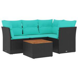 Ensemble de canapés de patio en polyrotin noir moderne avec coussins, mobilier d'extérieur pour 5 personnes - Product Image 4