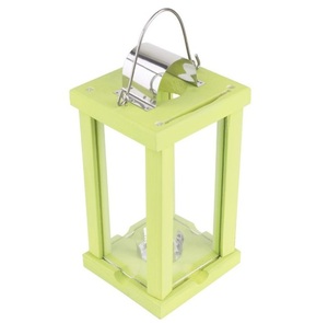 Farol Decorativo Moderno para el Hogar, Magnífico, de Forma Rectangular, de Metal y Vidrio, para Decoración del Hogar y Jardín, en Acabado Verde Claro - Product Image 1
