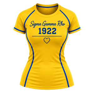 Camiseta de Compresión Personalizada para Mujer SGRHO, Sigma Gamma Rho, Sororidad Griega, Elástica, Deportiva, Manga Corta, para Gimnasio y Entrenamiento, Venta al Por Mayor - Product Image 1