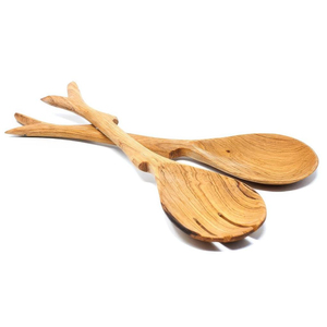 Handcrafted Twig Wooden Salad Server Set Premium Natural Wood Serving Spoons And Forks Eco-Friendly Kitchenware For Wholesale - Product Image 1