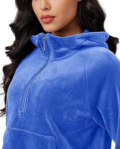 Sudadera con capucha de terciopelo para mujer, de secado rápido, cortavientos, con cremallera, de alta calidad, servicio OEM personalizado, gran venta de invierno, MOQ bajo - Product Image 3