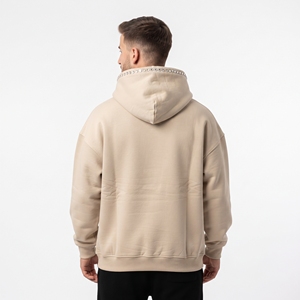 Sudadera con Capucha Personalizada de Algodón con Estampado de Diamantes de Imitación para Hombre, Estilo Urbano, Venta al por Mayor, Sudadera Casual Beige con Diamantes de Imitación para Hombre - Product Image 6