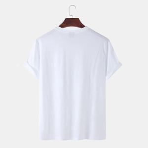 Men's <b>White</b> 100% Cotton T-Shirt Short Sleeve O-Neck Regular Fit Casual Solid Color Knitted Breathable Quick Dry <b>Plain</b> Dyed - Product Image 1
