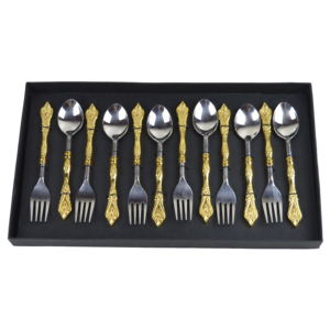 Hotel Design Spoon and Fork <b>Set</b> Royal <b>Gold</b> Finishing Design for Multiple Use Wedding Party Home Decor and Festive Decor <b>Cutlery</b> - Product Image 1