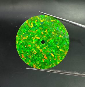 Opale verte de laboratoire à taille plate pour cadran de montre, 31 mm x 0,7 mm d'épaisseur, trou central de 2 mm, pour la fabrication de bijoux, accessoires de montre, K Gems en vrac - Product Image 2