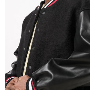 Haute qualité varsity hommes veste plaine noir durable style baseball letterman veste manches en cuir manches en cuir manches en cuir personnalisé - Product Image 3