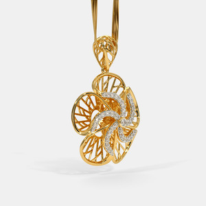 Collier pendentif en or jaune avec diamant de laboratoire en forme de spirale à cinq pétales - Product Image 3