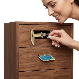 Contemporary Brass Drawer Handle Turquoise Inlay Butterfly Shape Easy Installation Furniture <b>Knob</b> for Wardrobe <b>Dresser</b> Bathroom - Product Image 4