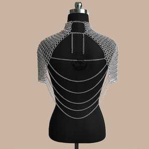 Armure de mode en maille d'acier inoxydable plaqué argent, forme irrégulière, design soudé - Product Image 3