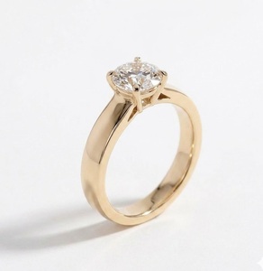 Anillo de compromiso solitario de banda ancha con diamante redondo cultivado en laboratorio, 3 quilates, VS1, color E, platino 950, regalo de aniversario, anillo para uso diario - Product Image 2