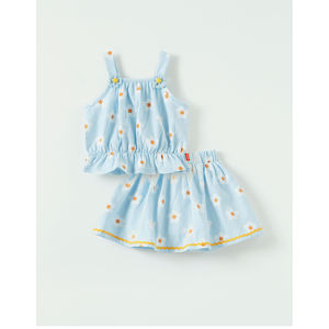 Conjunto de Ropa OZKIZ Estilo Coreano con Estampado Floral de Margaritas para Niñas de 2 a 6 Años, Transpirable, Moda de Verano, Venta al Por Mayor - Product Image 1