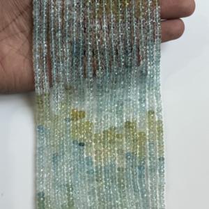 Cuentas facetadas de aguamarina natural de 5-6 mm, hilo de piedras preciosas de aguamarina azul verdosa, cuentas sueltas de aguamarina para joyería - Product Image 2