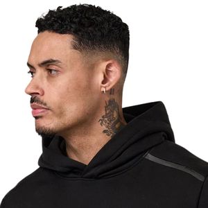 Sudadera con capucha de forro polar negro para hombre, informal, de manga larga, para gimnasio, ropa deportiva, estilo urbano, a la moda - Product Image 3